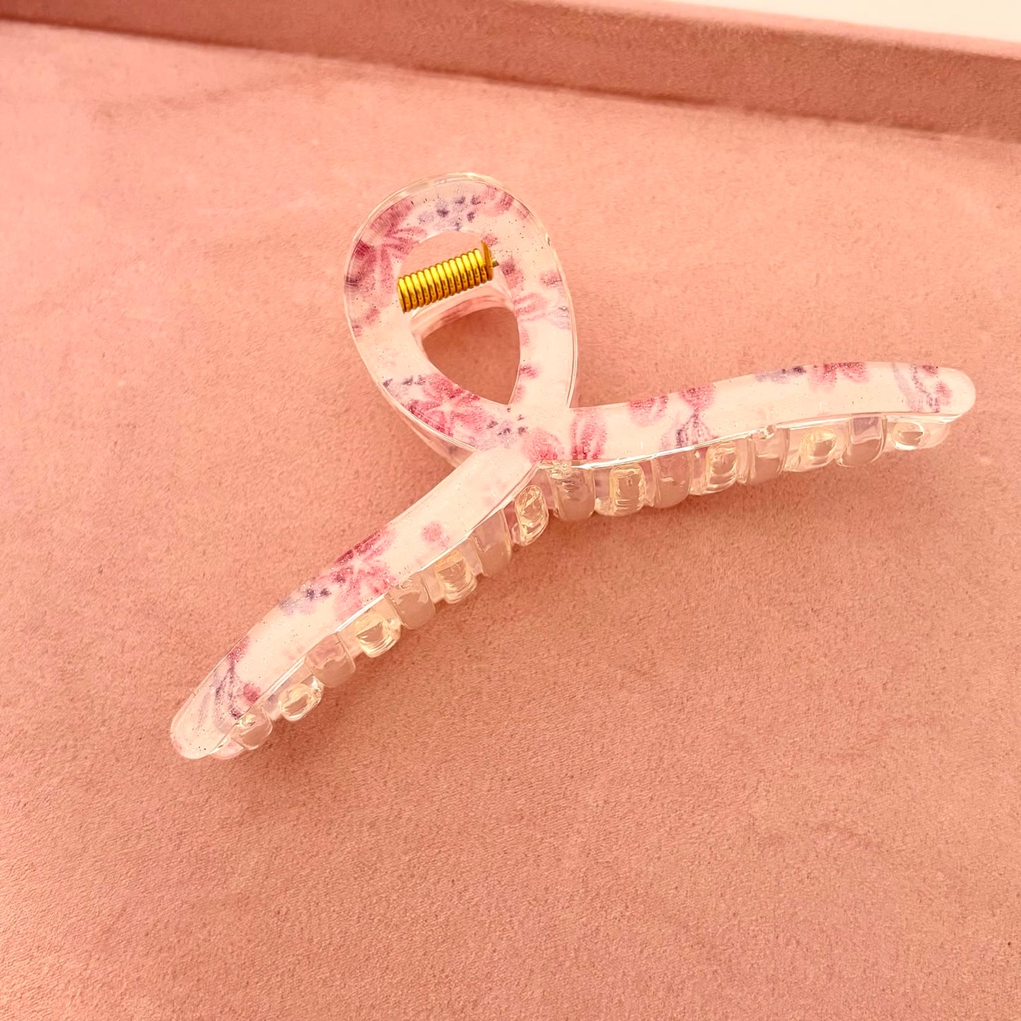 Floral Banana Claw Clips -Pink