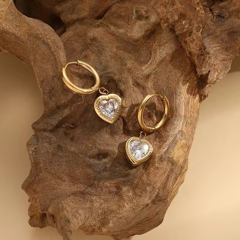 Marigold Heart Charm Hoops