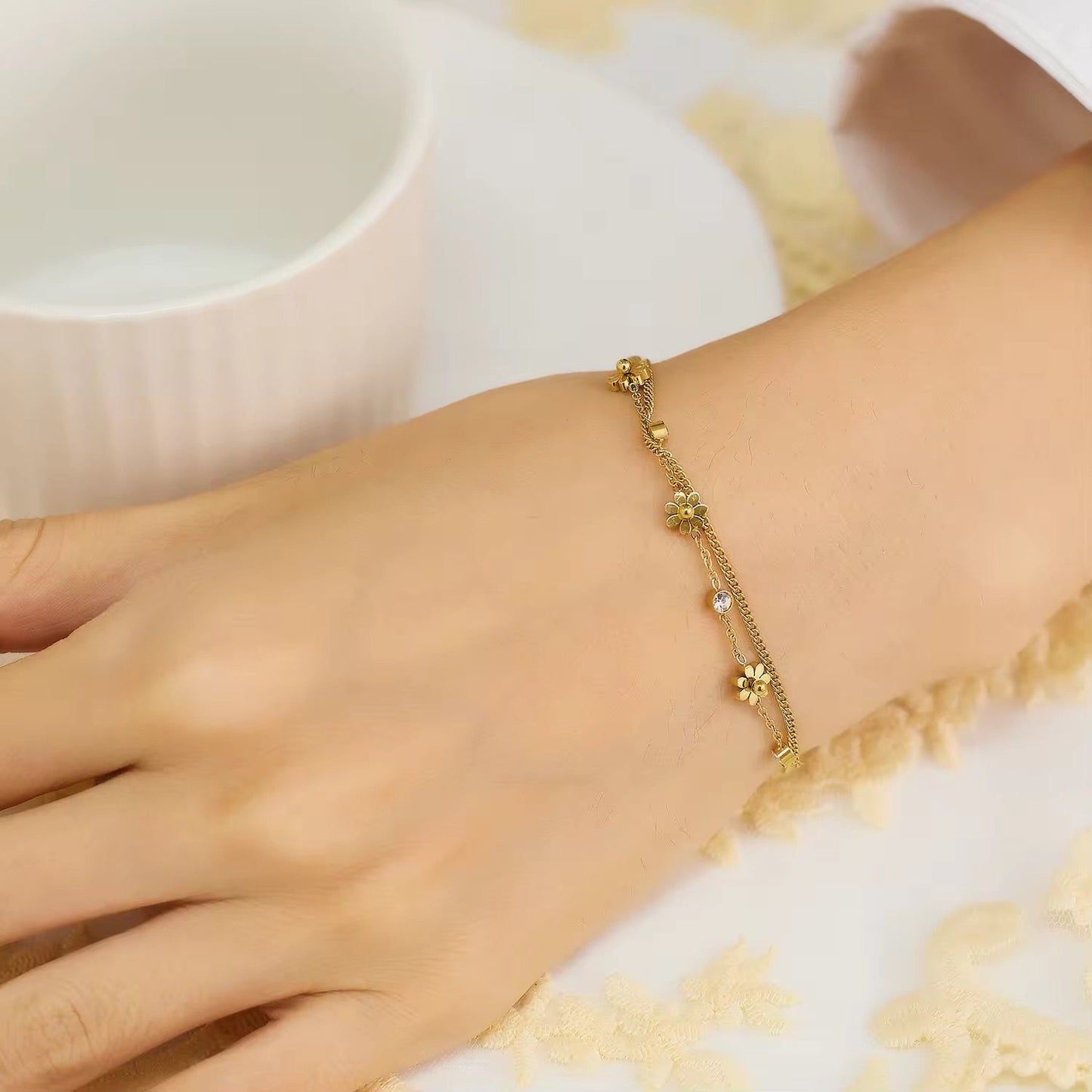 Daisy Layered Bracelet