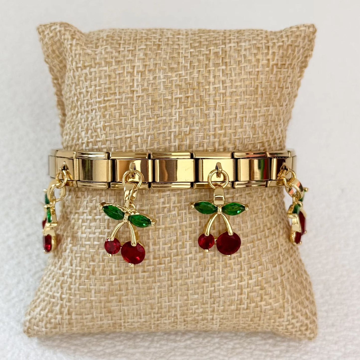Cherry Cz Italian Charm Bracelet