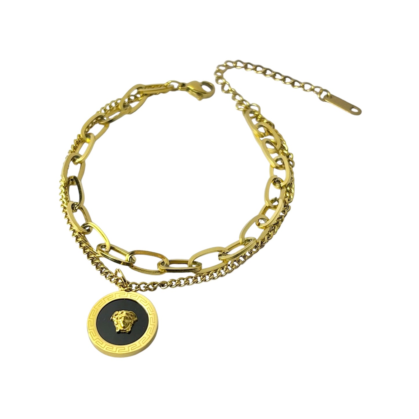 V-Medusa Charm Layered Bracelet