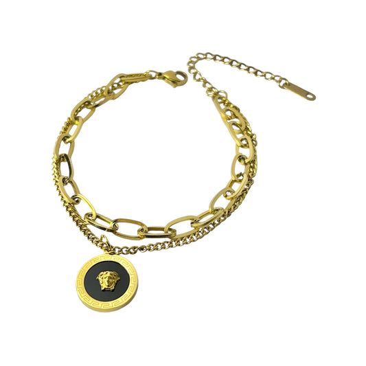 V-Medusa Charm Layered Bracelet