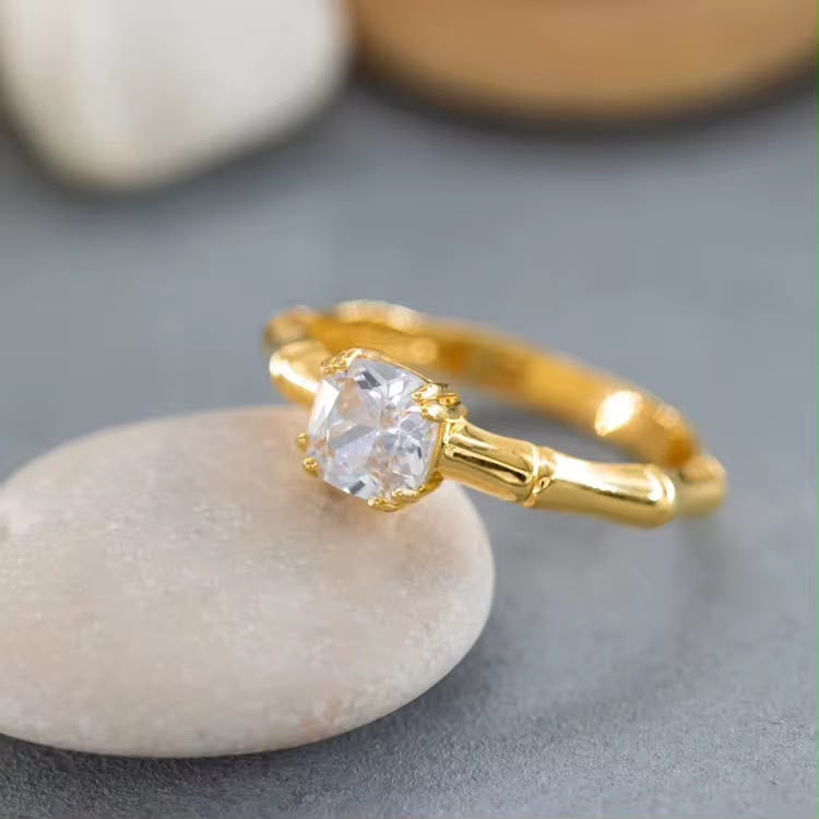 Bamboo Solitaire Ring