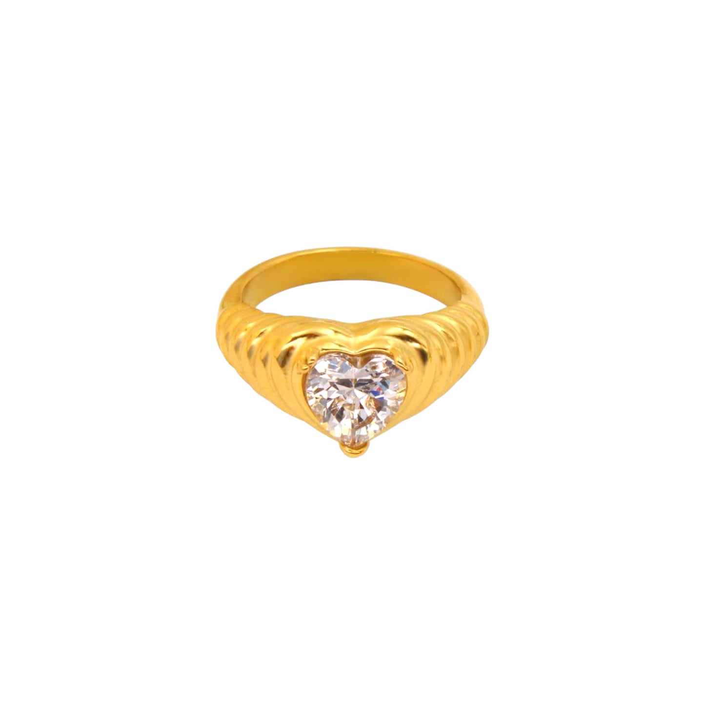 Crystal Heart Rigided Ring -18K