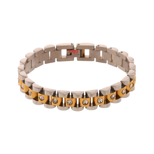 Adele Cz Watch Strap Bracelet -Two Tone