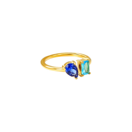 Aquamarine Toi Et Moi Ring -Adjustable