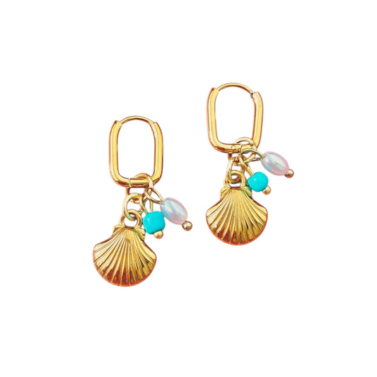 Sea Breeze Charm Square Hoops