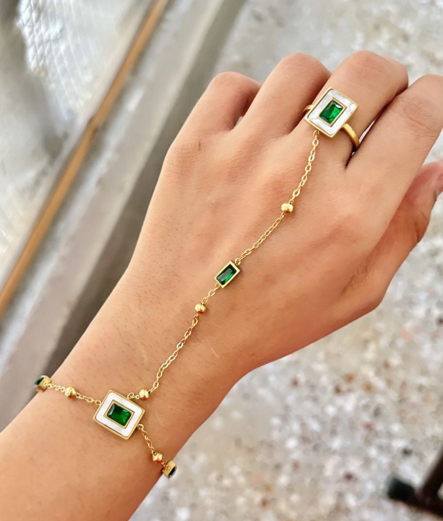 Emerald Goddess Hand Chain