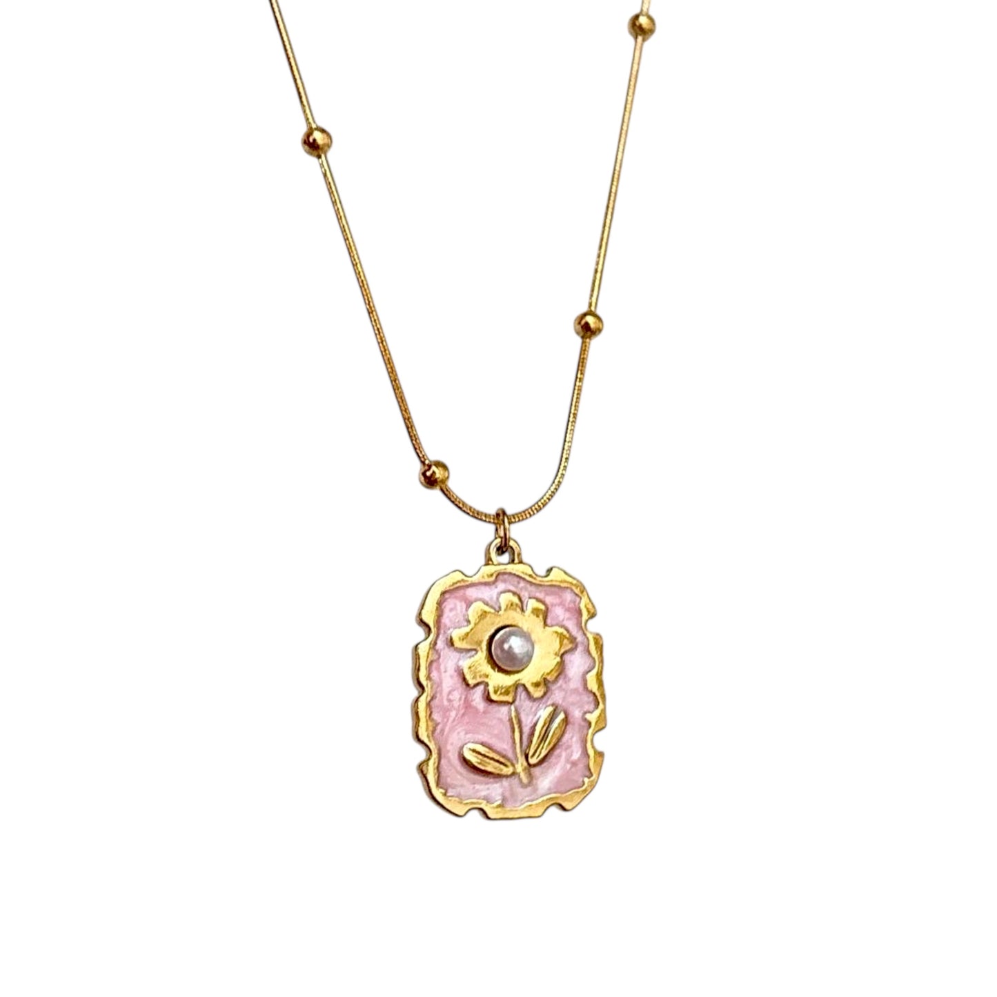 Pink Dandelion Necklace