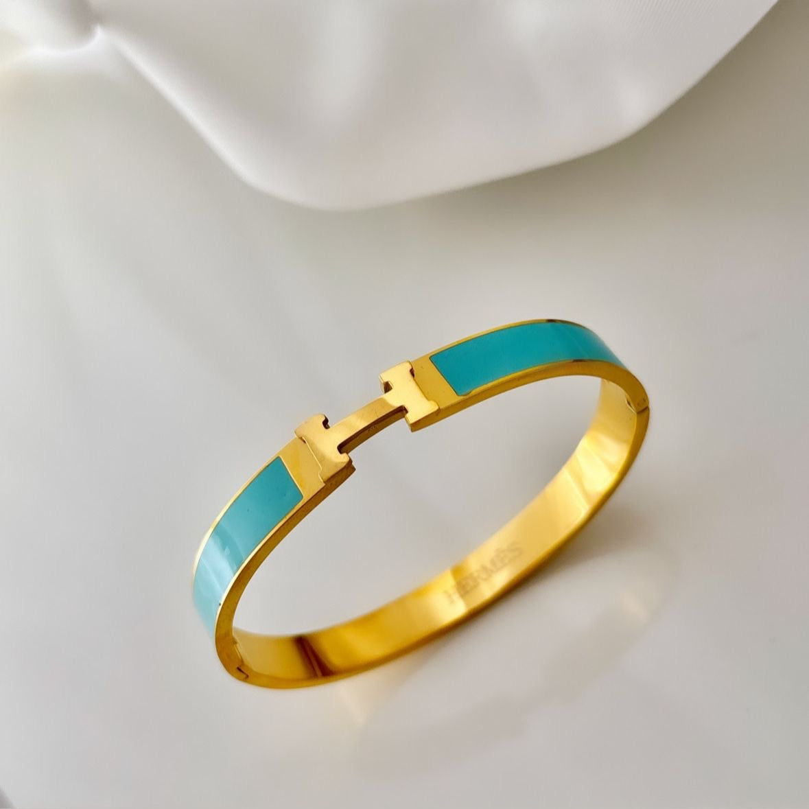 Luxe Tiffany Blue Enamel H-Bracelet