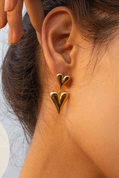 Juliet Heart Drop Studs -18K