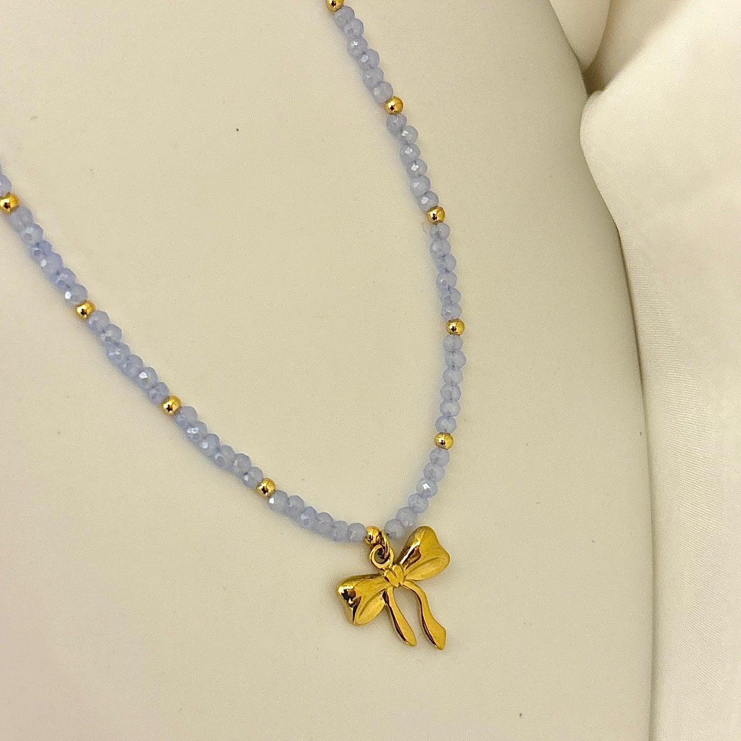 Crystal Beaded Bow Necklace