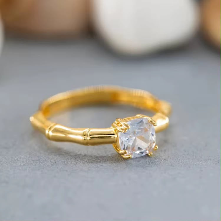 Bamboo Solitaire Ring
