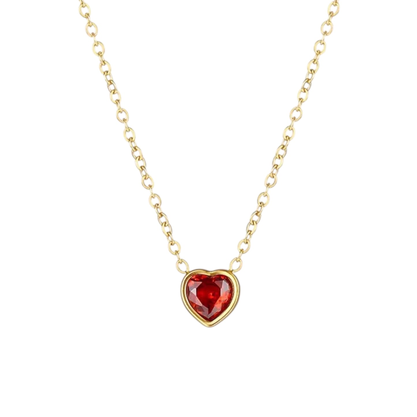 Ruby Crystal Heart Necklace