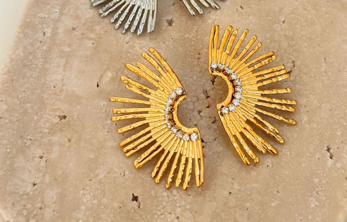 Sunflower Bloom Statement Studs -18K