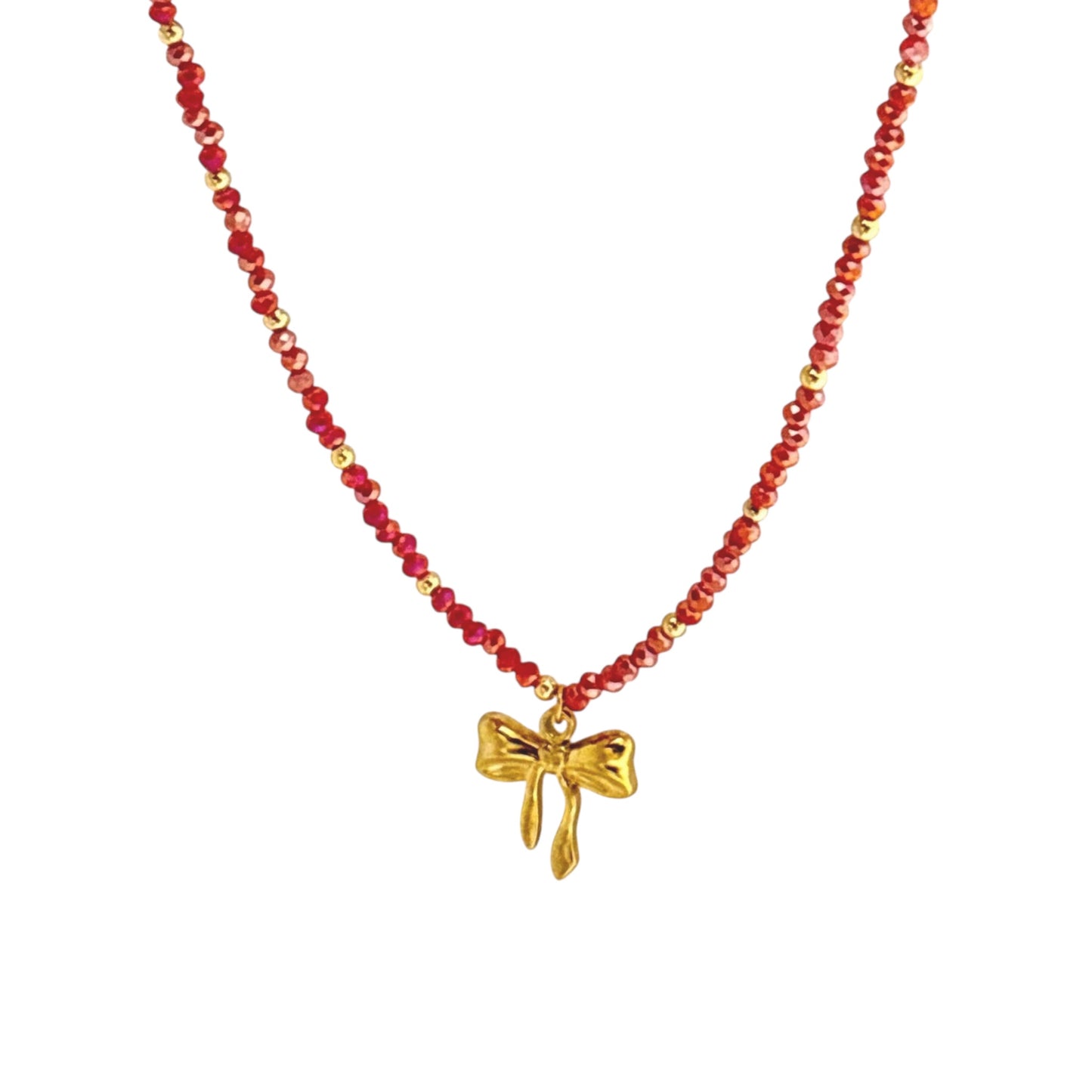 Crystal Beaded Bow Necklace