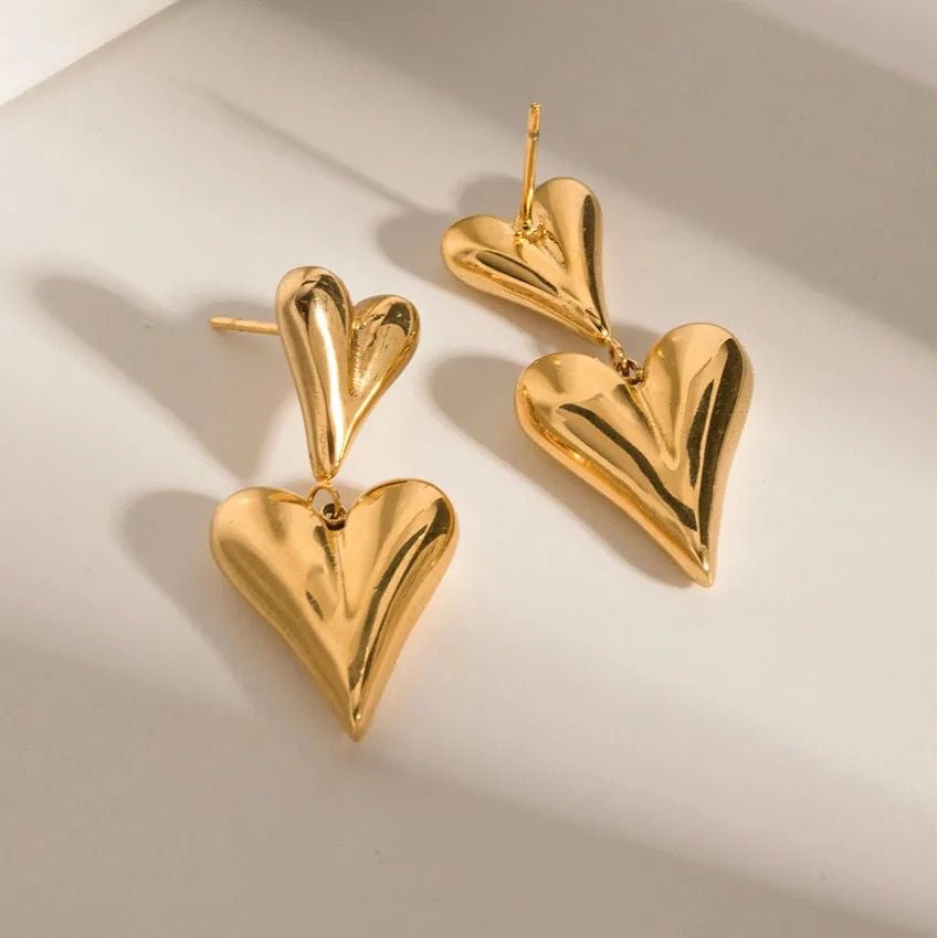 Juliet Heart Drop Studs -18K