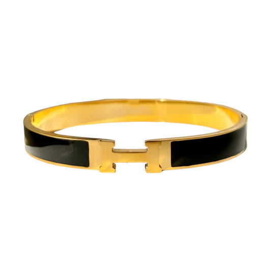 Luxe Black Enamel H-Bracelet