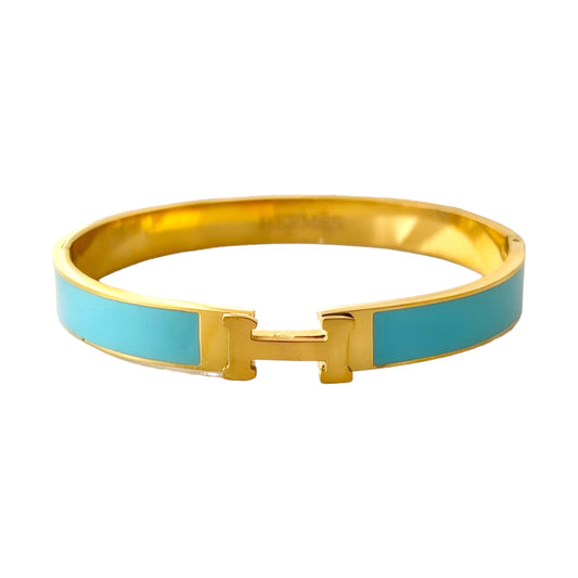 Luxe Tiffany Blue Enamel H-Bracelet