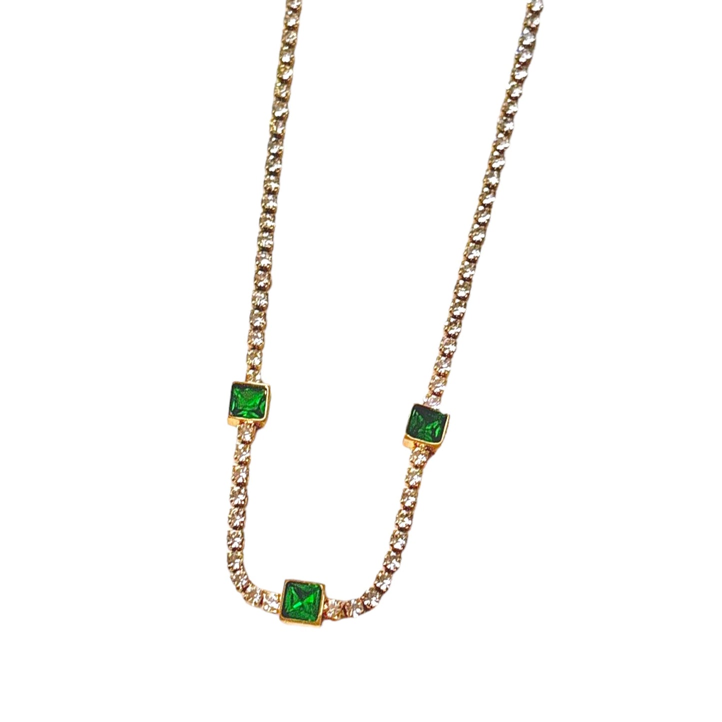 Emerald Sparkly Tennis Necklace