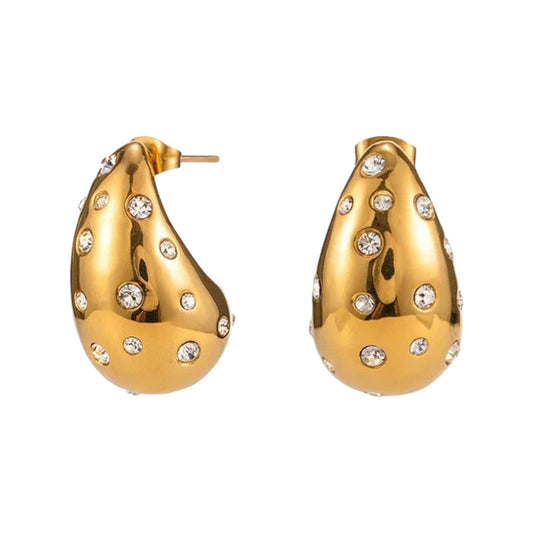 Studded Bottega Drop Hoops