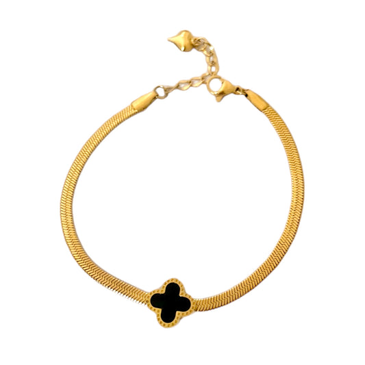 Clover Sleek Herringbone Bracelet -18K