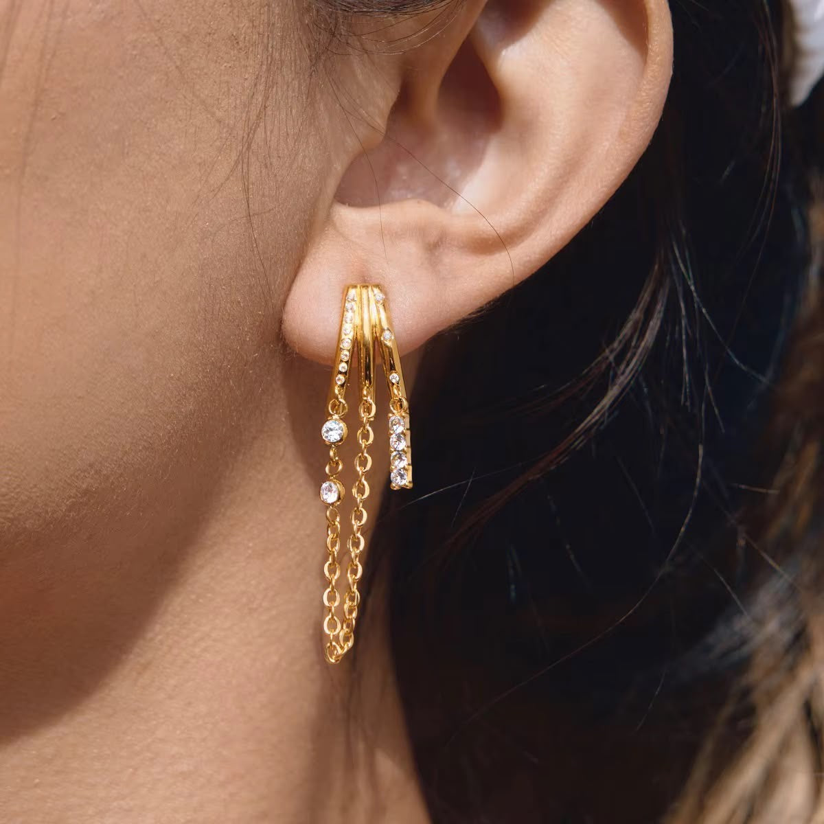 Trilogy Chain Earrings