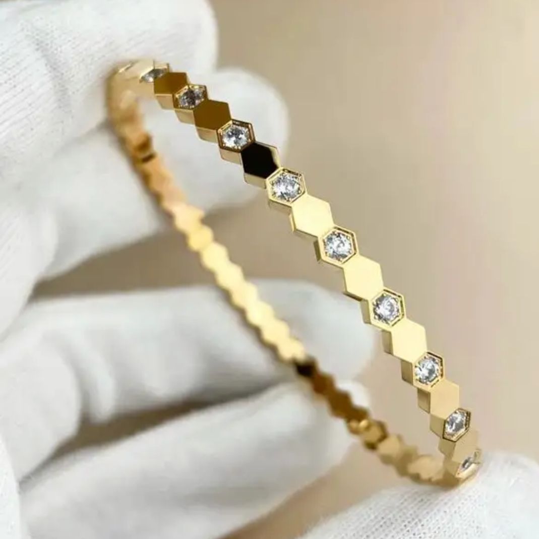 Honey Comb Studded -Luxe Bracelet