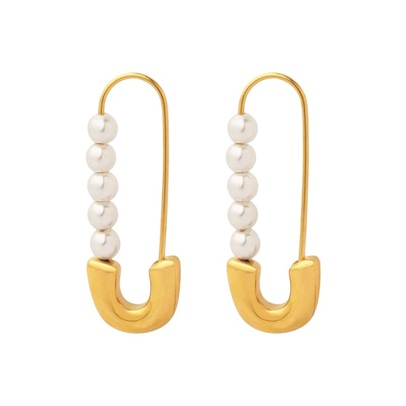 Pearl Safety Pin Studs