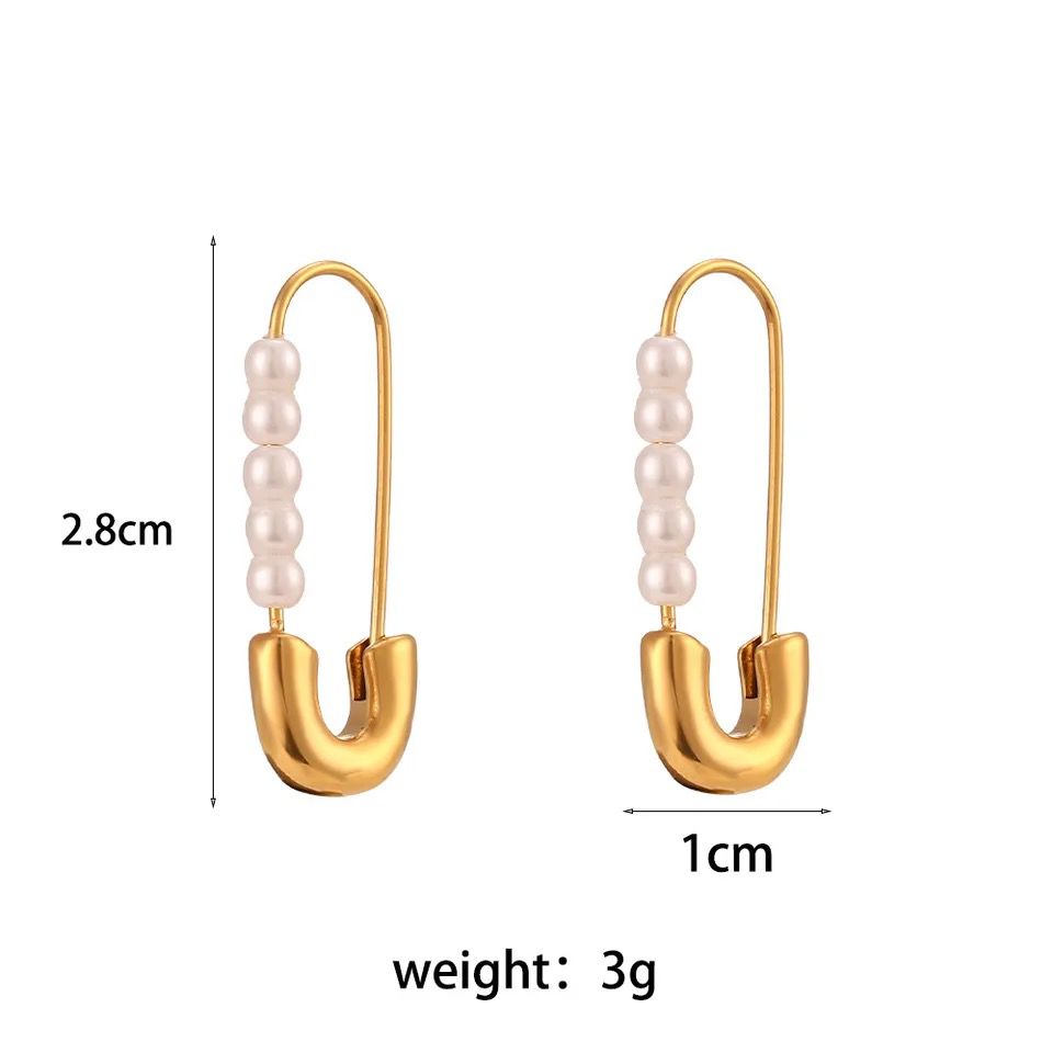 Pearl Safety Pin Studs