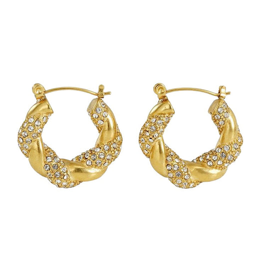 Twisted Croissant Cz Pavé Hoops