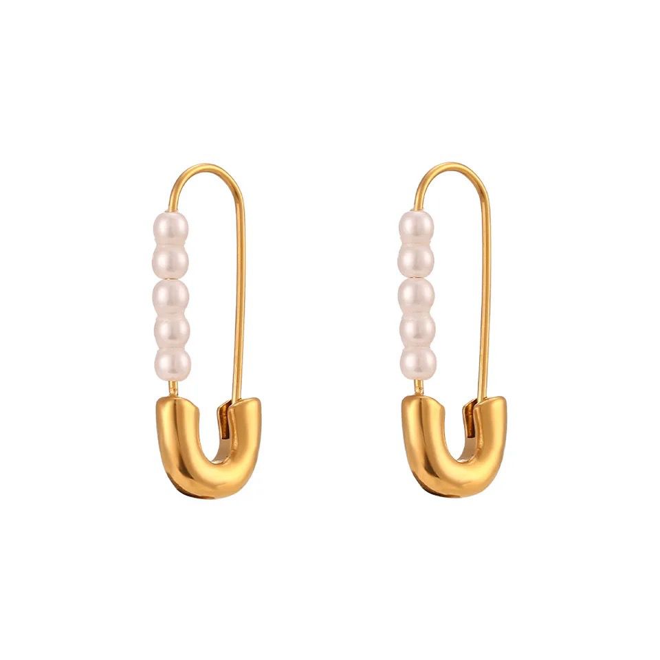 Pearl Safety Pin Studs